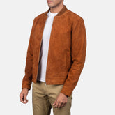 Takon Brown Suede Bomber Jacket